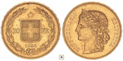 Svájc 20 frank 1894 B
