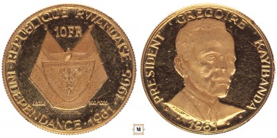 Ruanda 10 frank 1965