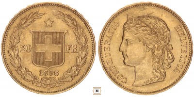 Svájc 20 frank 1896 B 