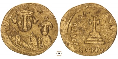 Bizánc, Heraclius és Heraclius Constantinus 610-641 solidus, Konstantinápoly
