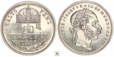 Ferenc József 20 krajcár 1868 KB ARTEX