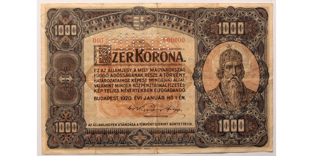 1000 korona 1920 MINTA