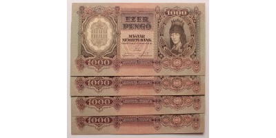1000 pengő 1943 sorszámkövető 4db