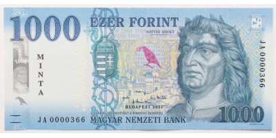 1000 forint 2021 2db JA MINTA