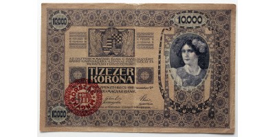 10000 korona 1918 Magyarország felülbélyegzéssel VF-