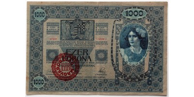 1000 korona 1902 Magyarország felülbélyegzéssel