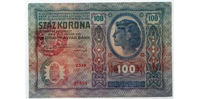 100 korona 1912 Magyarország felülbélyegzéssel