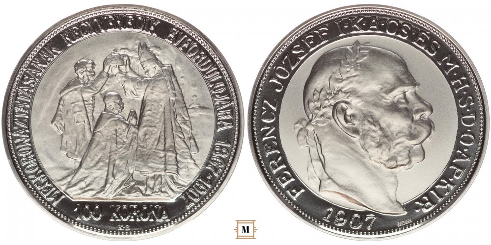 Ferenc József koronázási 100 korona 1907 BP