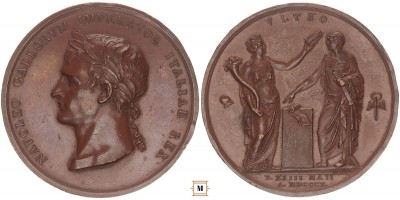 I. Napóleon itáliai koronázása AE medaille 1805