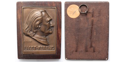 Liszt Ferenc bronz plakett fa keretben S. Valkó