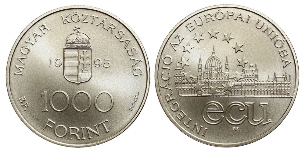 1000 forint Integráció az Európai Unióba (ECU III.) 1995 BU