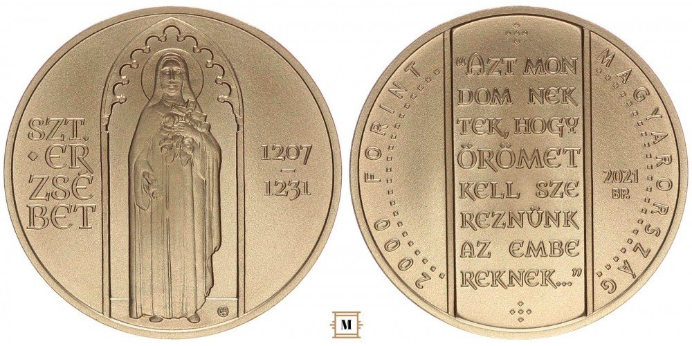 2000 forint  Árpád-házi Szent Erzsébet  2021 BU