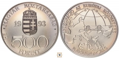 500 forint Integráció az Európai Unióba (ECU I.) 1993 BU 