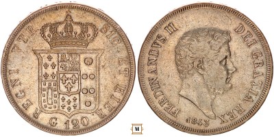 Nápoly-Szicília II.Ferdinánd 120 grana 1843