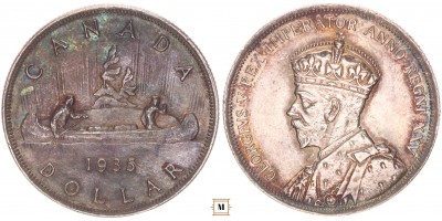 Kanada V. György dollár 1935 ezüst jubileum