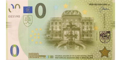 Pozsonyi Nemzeti Színház memo euro - szlovák 0 euro bankjegy