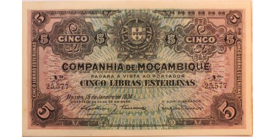 Mozambik 5 libras 1934