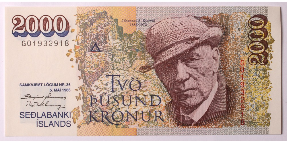 Izland 2000 korona 1986 R!