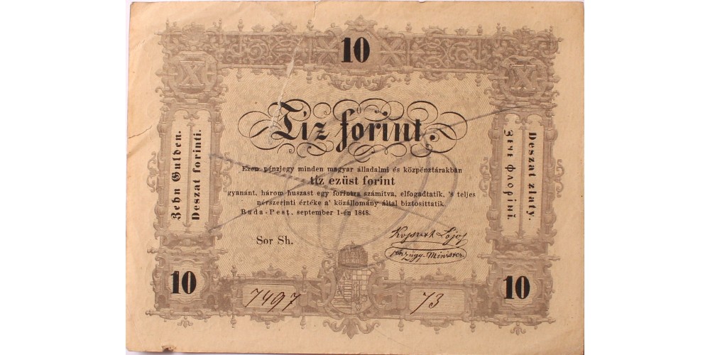10 forint 1848 érvénytelenítve