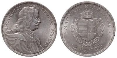 2 pengő Rákóczi 1935 BP