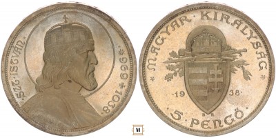 5 pengő Szent István 1938 BP