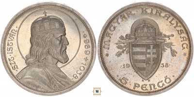 Szent István 5 pengő 1938 BP