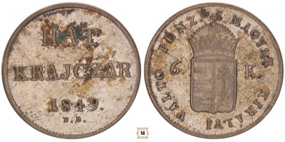 Szabadságharc 6 krajcár 1849 NB
