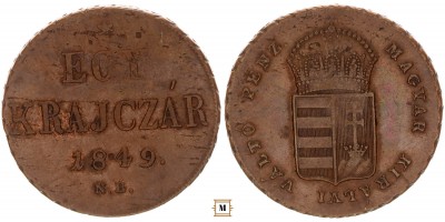 Szabadságharc 1 krajczár 1849 NB