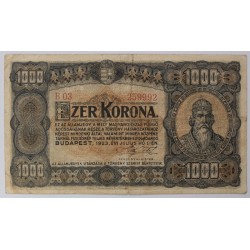 1000 Korona 1923 Magyar Pénzjegynyomda Rt.