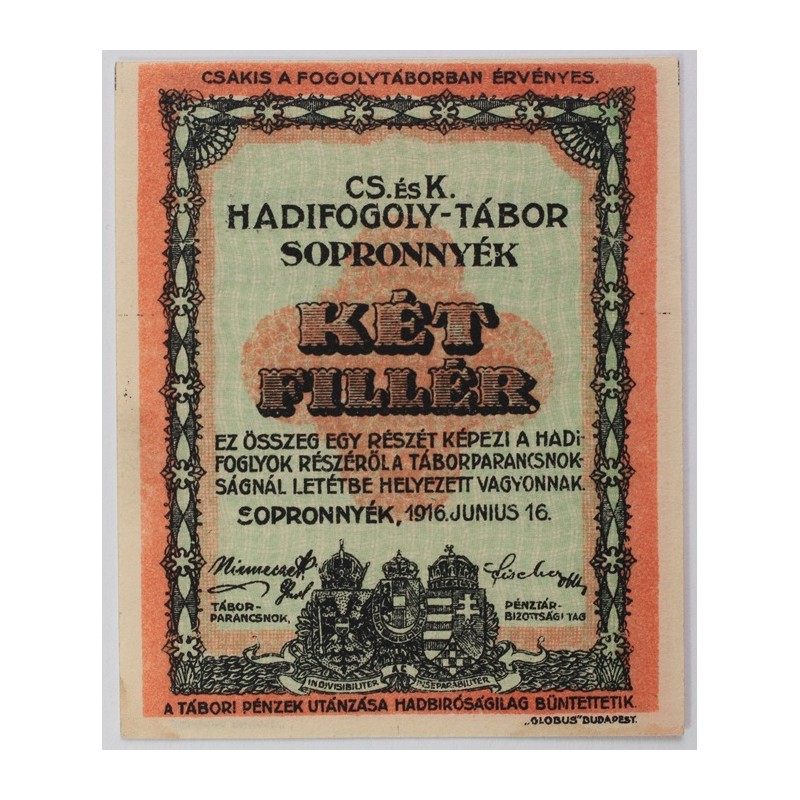 2 Fillér Sopronnyék 1916