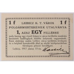 1 Fillér utalvány Leibicz 1917