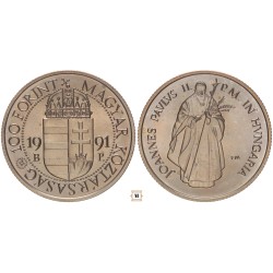 100 forint Pápalátogatás 1991