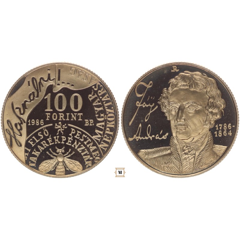 100 forint Fáy János 1986