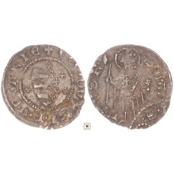 I. Lajos 1342-1382 Denár ÉH 429, Liliom alatta pont , Érdekes veretkettőződés