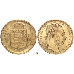 Ferenc József 20 frank 8 forint 1891 KB Fiume