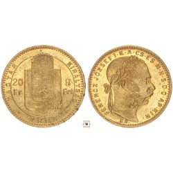 Ferenc József 20 frank 8 forint 1886 KB