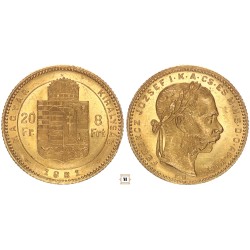 Ferenc József 20 frank 8 forint 1881 KB