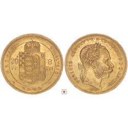 Ferenc József 20 frank 8 forint 1875 KB