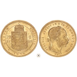 Ferenc József 20 frank 8 forint 1874 KB