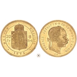 Ferenc József 20 frank 8 forint 1875 KB