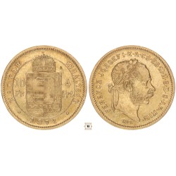 Ferenc József 10 frank 4 forint 1871 KB