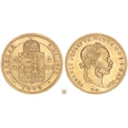 Ferenc József 10 frank 4 forint 1882 KB