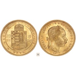 Ferenc József 20 frank 8 forint 1870 KB R!