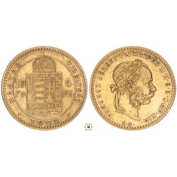 Ferenc József 10 frank 4 forint 1890 KB Fiume címer