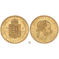 Ferenc József 20 frank 8 forint 1871 KB