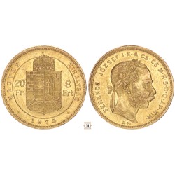 Ferenc József 20 frank 8 forint 1874 KB