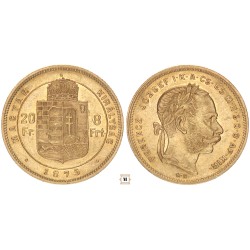 Ferenc József 20 frank 8 forint 1875 KB