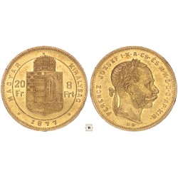 Ferenc József 20 frank 8 forint 1877 KB