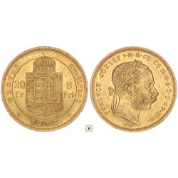 Ferenc József 20 frank 8 forint 1878 KB