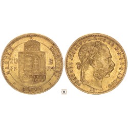 Ferenc József 20 frank 8 forint 1882 KB